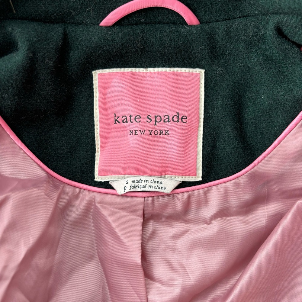 Kate Spade dark green wool blend peacoat | size small - Picture 8 of 12